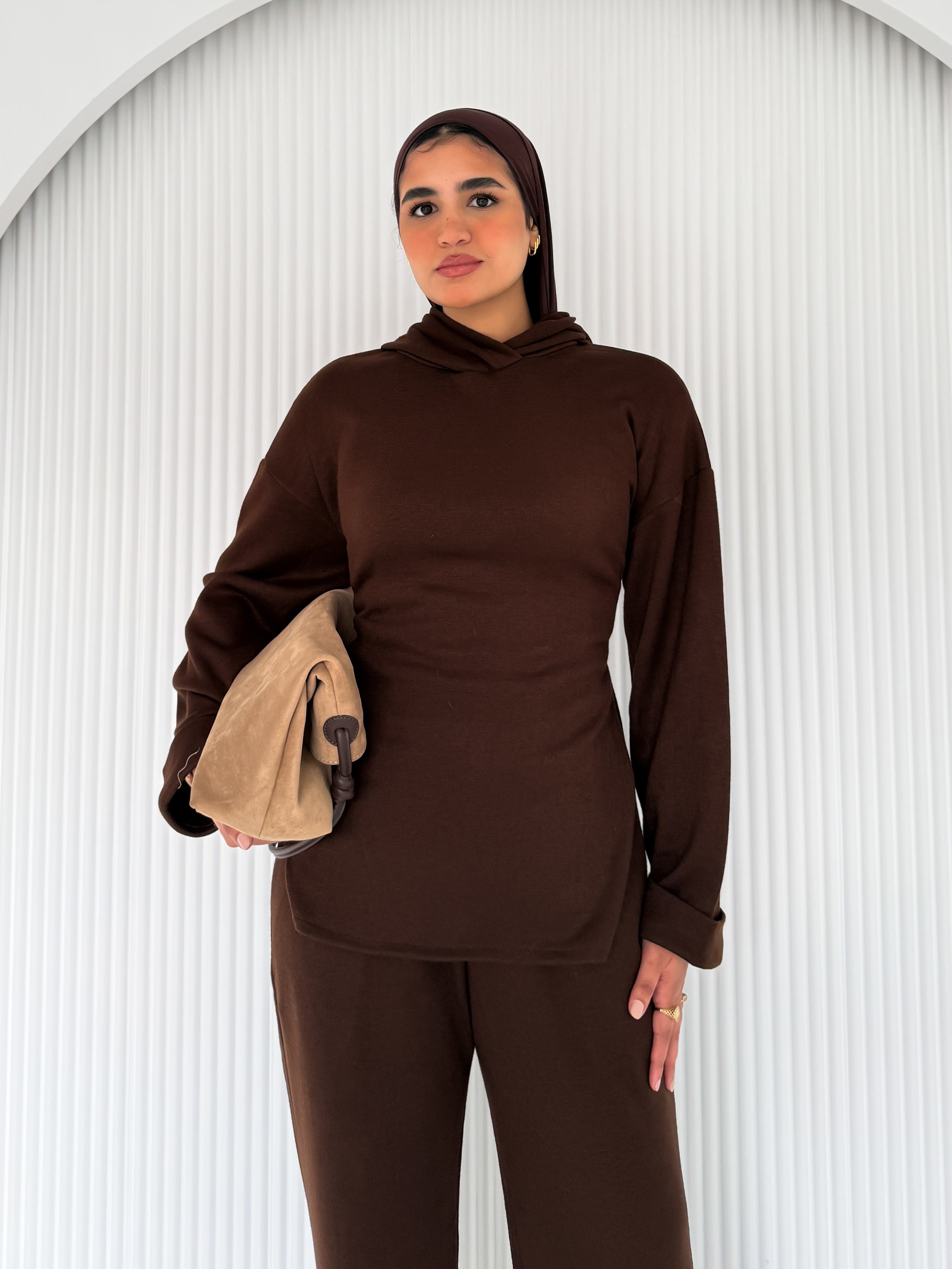 The knit belted set - Chocolate
