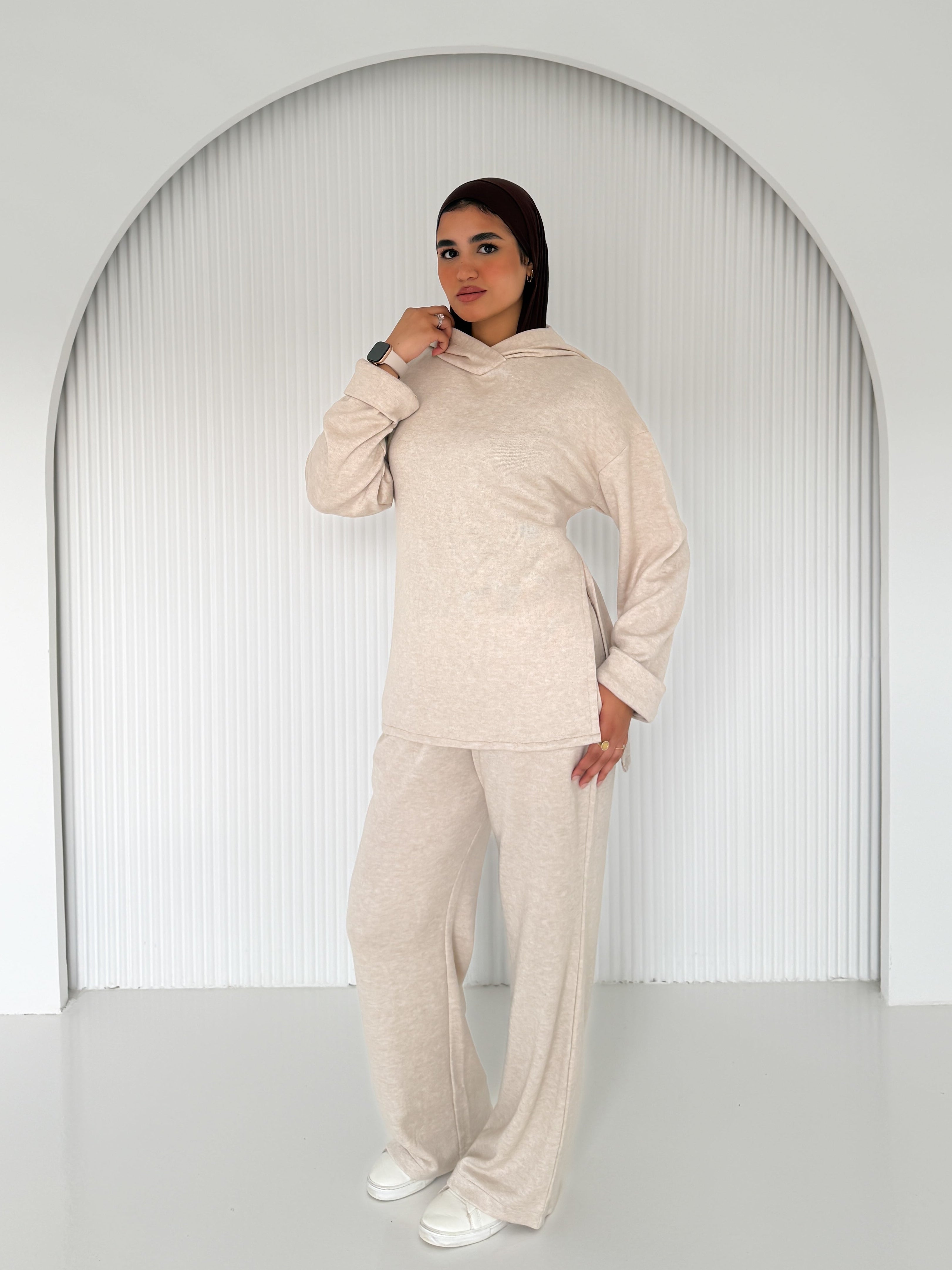 The knit belted set - Cream