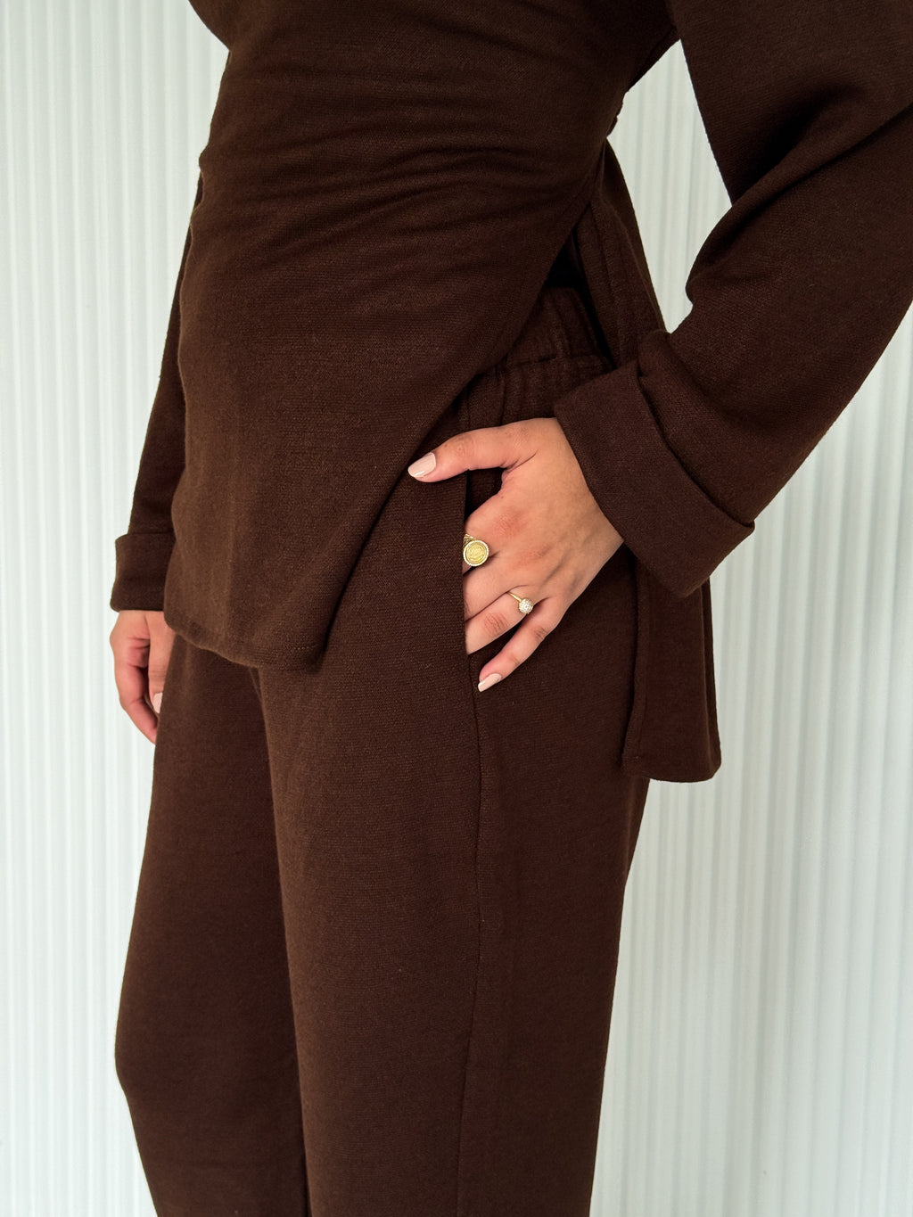 The knit belted set - Chocolate