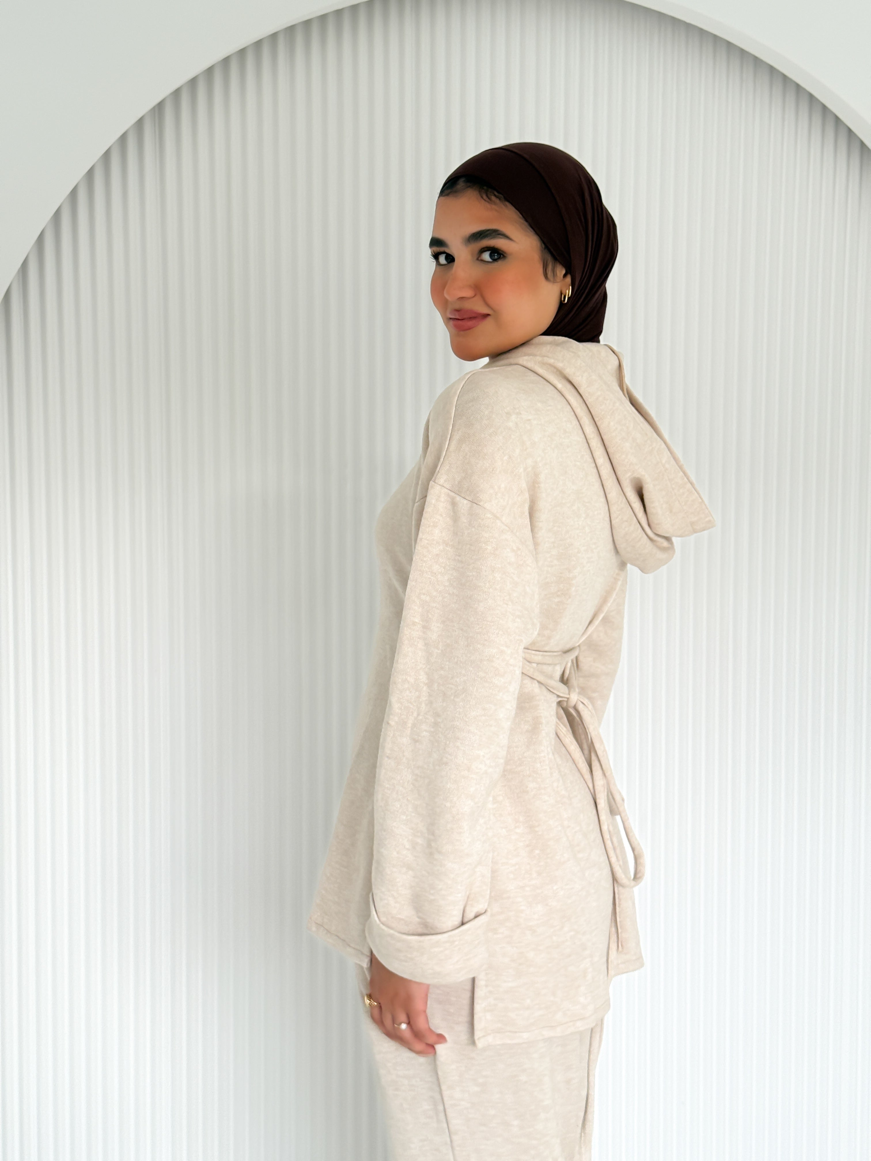 The knit belted set - Cream