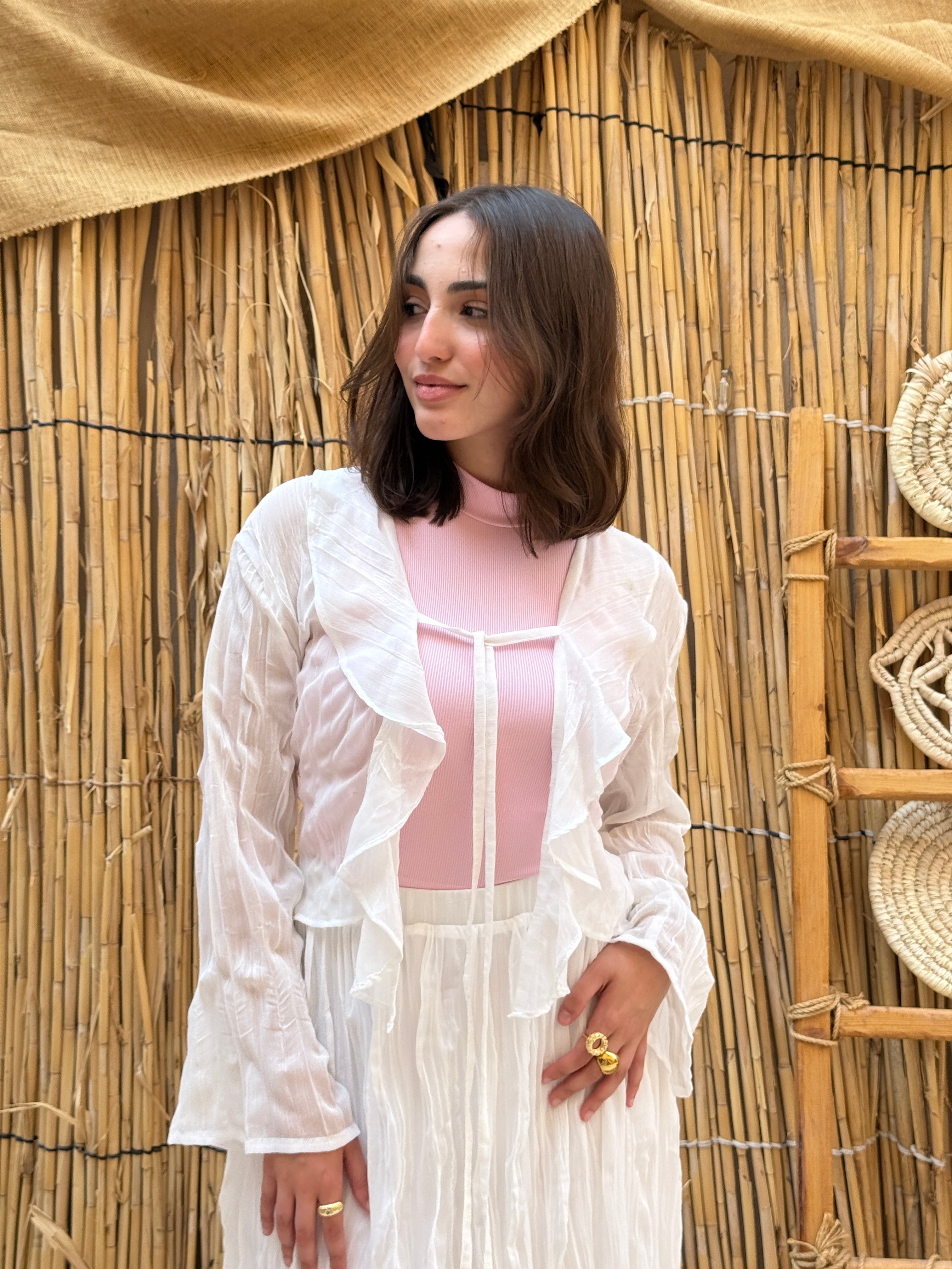 Aura Ruffle Blouse - White