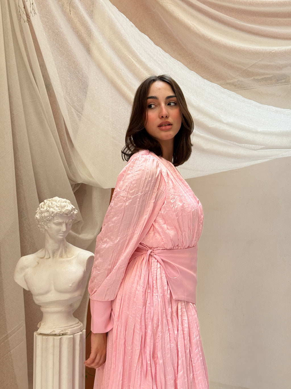 Velora Belt Dress - powder pink