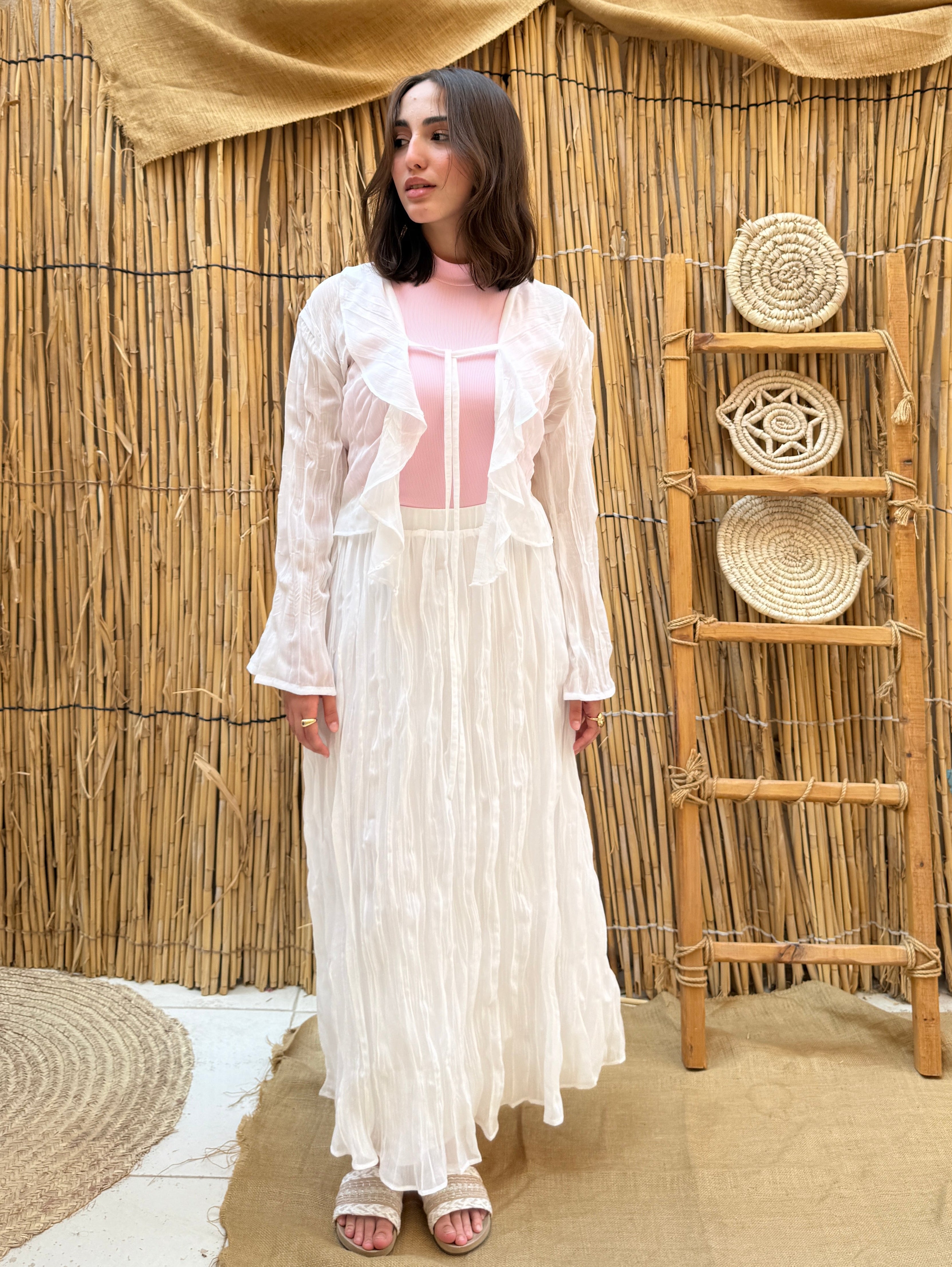 Aura Ruffle Blouse - White
