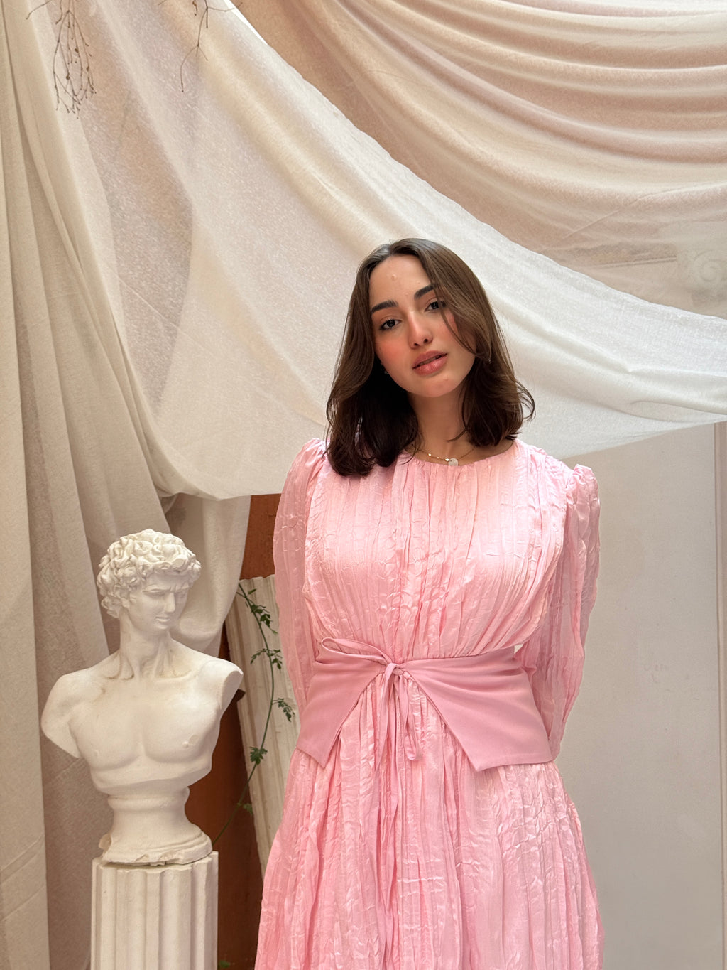 Velora Belt Dress - powder pink